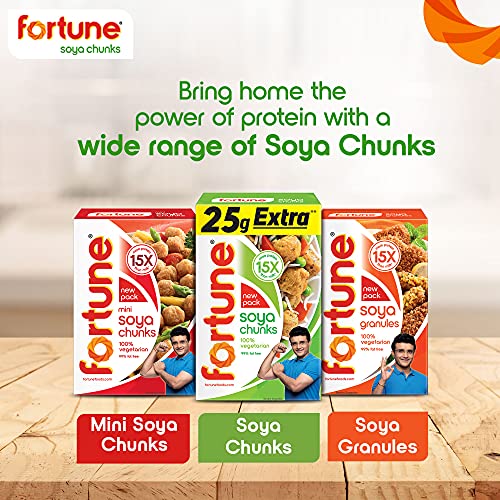 Fortune Soya Chunks, 15x more protein than milk, 1kg/1kg+100g (Item weight may vary)