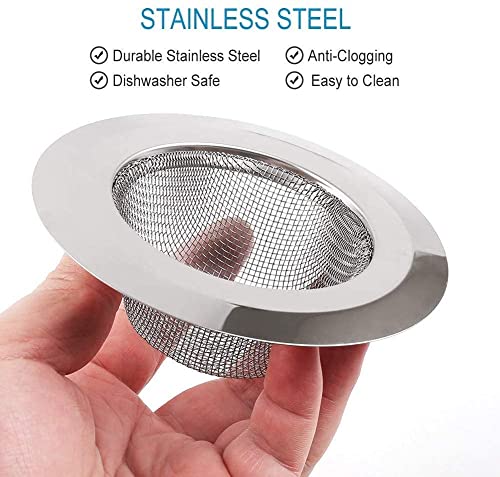 Amiraj Kitchen Sink Strainer Heavy-Duty Stainless-Steel Drain Basin Basket Filter Stopper Drainer Jali, 9.5cm, Silver, Small