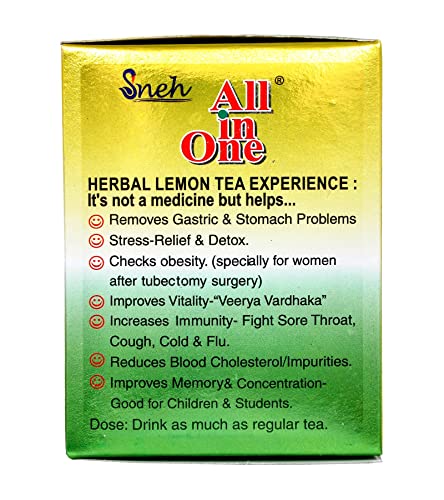 All In One Herbal Lemon Tea Premix With Sulphur Less Sugar(25 Pouches), 200 Grams