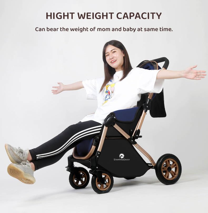 StarAndDaisy Multi-Purpose, Multi-Adjustment Stroller pram Travel Friendly, Broad seat & Bed Buggy for 0-36 Months (Blue)
