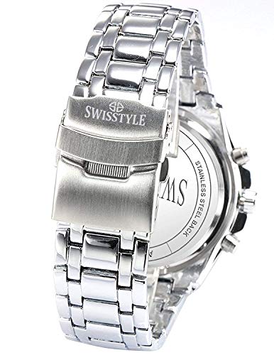 SWISSTYLE Analogue Men's Watch (Black Dial Silver Colored Strap)