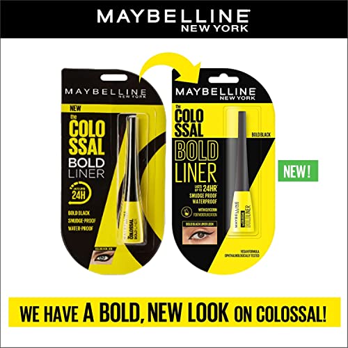 Maybelline New York Eyeliner, Smudge-proof and waterproof, Long-lasting, Colossal Bold Liner, Black, 3g