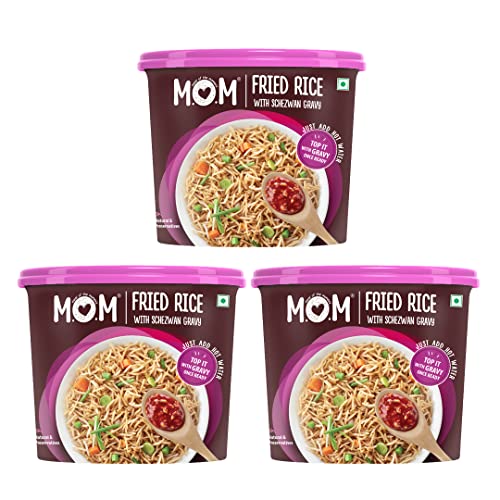 MOM - Meal of the Moment, Fried Rice with Schezwan Gravy, 145g (Pack of 3) - Ready to Eat | Instant Food | No added Preservatives