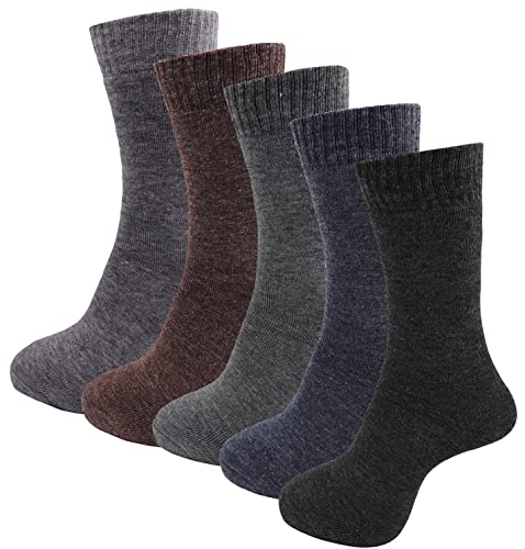 RC. ROYAL CLASS Men's Woolen Calf Length Solid Thick Terry Winter Wear Socks (Multicolor, Free Size) - Combo Pack of 5 Pairs