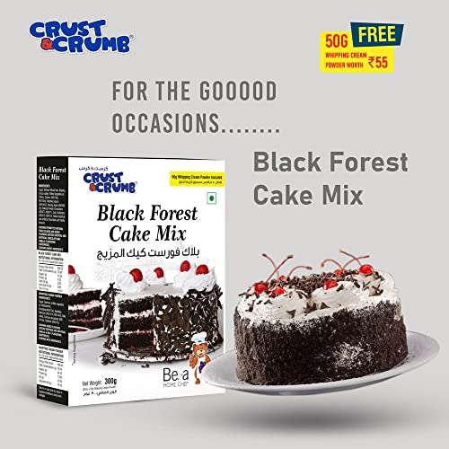 Crust & Crumb Black Forest Cake Mix - 300gm with 50GM Whipping Cream powder Free