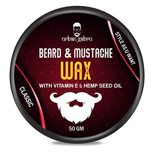 UrbanGabru Beard & Mustache Wax (50 gm) for Strong Hold | Natural Beard Wax | Enriched with Vitamin E & Omega-3 | Gives Natural Shine