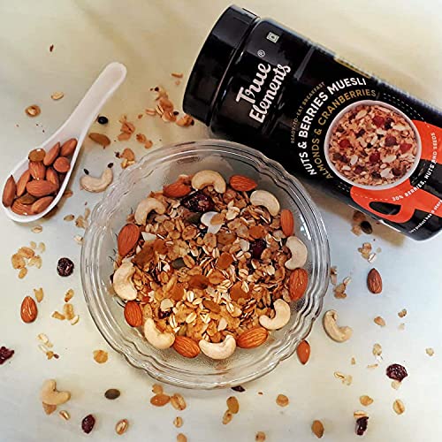 True Elements Nuts & Berries Muesli , Almonds& Cranberries 1kg - Muesli Nuts Delight - 30% Berries, Nuts and Seeds | Protein Muesli | Cereal for Breakfast