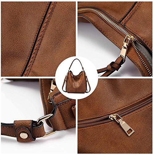 INOVERA Faux Leather Women Handbags Shoulder Hobo Bag Purse With Long Strap (Black) (Brown)