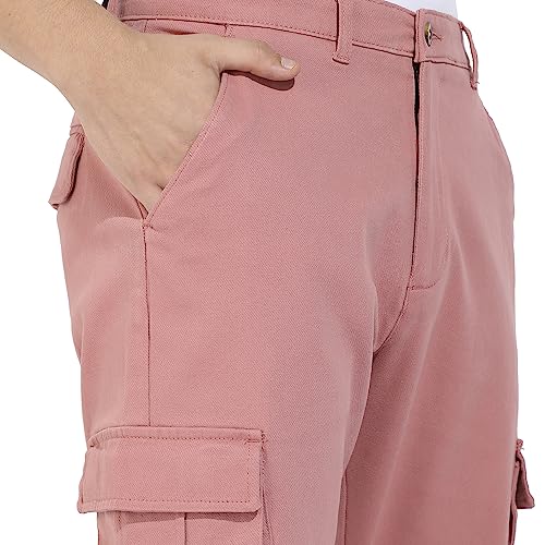 Campus Sutra Men's Regular Fit Cargo Pants (CBCS22_CSMSSCR5568_Nude Pink_36)