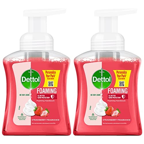 Dettol Foaming Handwash Pump - Strawberry (Pack of 2-250ml each) | Rich Foam | Moisturizing Hand Wash | Soft on Hands