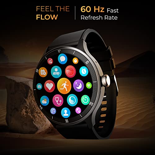 beatXP Flux 1.45" (3.6 cm) Ultra HD Display Bluetooth Calling Smart Watch, 415 * 415px, 60Hz Refresh Rate, Rotary Crown, 500 Nits, Always On Display, Health Tracking, 100+ Sports Modes (Black)