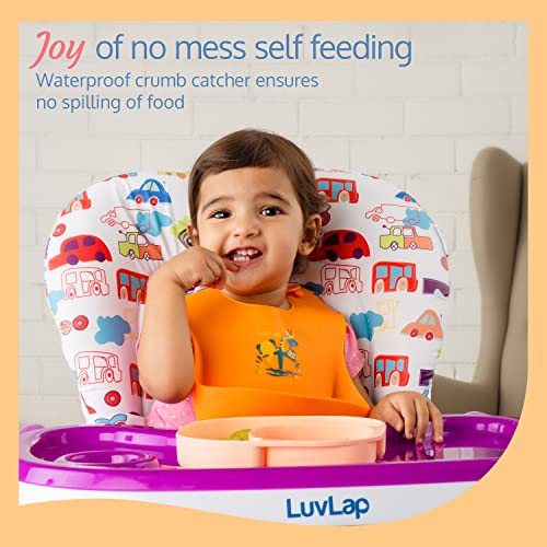 LuvLap Silicone Baby Bib for Feeding & Weaning Babies & Toddlers, Waterproof, Washable & Reusable, Non Messy Easy Cleaning, No Bad Odour, Adjustable Neckline with Buttons (Orange)