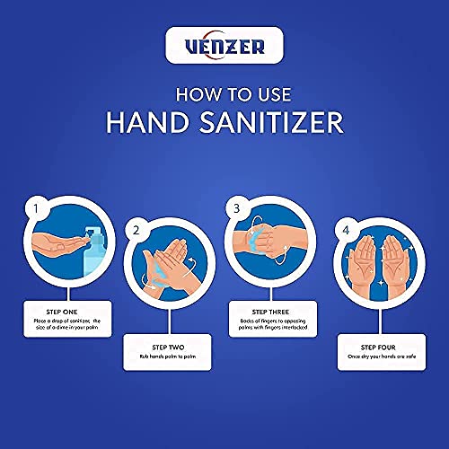 VENZER Hand Sanitizer 70% Alcohol Based Sanitizer With 500ml Spray Bottle Non-Sticky Disinfectant Liquid Based Cleanser - (5 Litre)