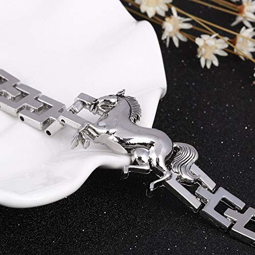 Shining Diva Fashion Silver Stainless Steel Silver Plated Horse Stylish Bracelet for Men and Boys-(10060b)