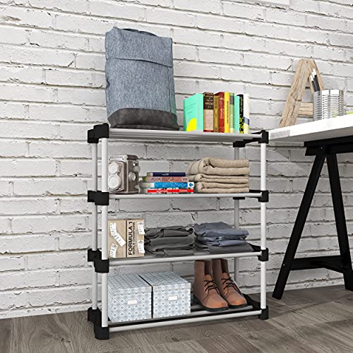 TNT THE NEXT TREND 4 Shelves Cady Premium Metal Stackable and Durable, Easy to Assemble, Space Saving Rack (Black)