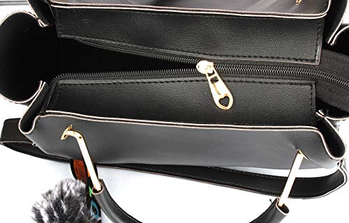 Mammon Women's stylish Handbags(1LR-bib) (Black)