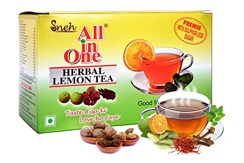 All In One Herbal Lemon Tea Premix With Sulphur Less Sugar(25 Pouches), 200 Grams