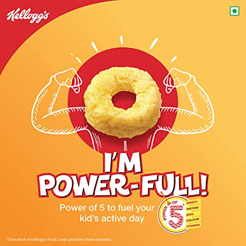 Kellogg’s Froot Loops 285g, Mixed Fruit Flavor | Power of 5: Energy, Protein, Iron, Calcium, Vitamins B1, B2, B3 & C | Crunchy Multigrain Breakfast Cereal for Kids