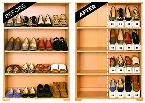 NYALKARAN (NK)-STORE's Shoe Slots Organizer Space Saver Double Deck Shoe Rack Adjustable Shoe Slots for Closet Organization (10), Plastic, Multicolour