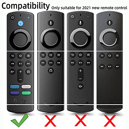 Dealfreez Silicone Cover Case Compatible with Fire TV Stick 3rd Gen 2021 Remote Full Wrap Remote Cover with Lanyard (D-Black) [Remote NOT Included]