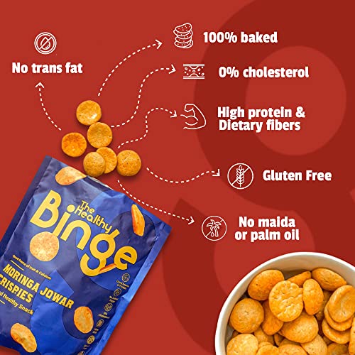 The Healthy Binge Assorted Baked Chips Snacks for Adults and Kids | Ragi, Jowar, Moringa, Amaranth & Quinoa Crispies | Indian Masala, Cajun Spice, Cheese, BBQ, Chatpata Chaat, Salted Caramel | Pack of 6 (40 Gm X 6)