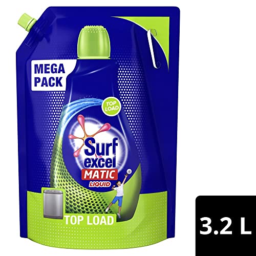 Surf Excel Matic Top Load Liquid Detergent 3.2 L Refill, Designed for Tough Stain Removal on Laundry in Washing Machines - Mega Pack