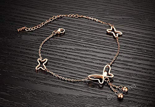 Shining Diva Fashion Italian Designer Rose Gold Plated Butterfly Anklet and Neckalce For Women and Girls (Anklet) (9801a)