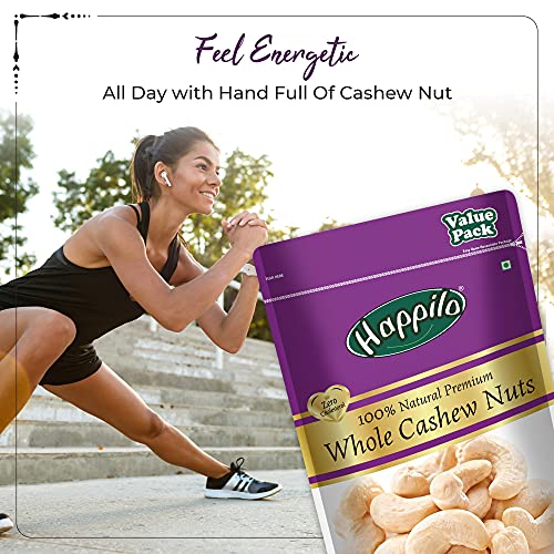 Happilo 100% Natural Premium Whole Cashews 500 g Value Pack | Whole Crunchy Cashew | Premium Kaju nuts | Nutritious & Delicious | Gluten Free & Plant based Protein