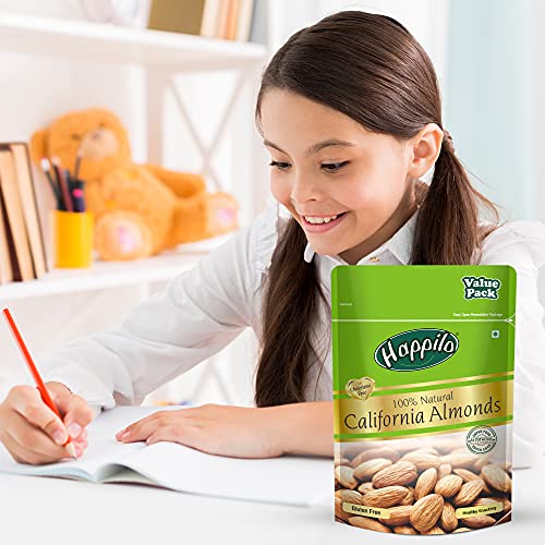 Happilo 100% Natural Premium California Dried Almonds 500g Pack Pouch | Premium Badam Giri | High in Fiber & Boost Immunity | Real Nuts | Gluten Free