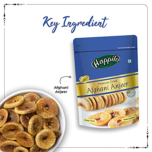 Happilo Premium Dried Afghani Anjeer 200 g Pack | Dried Figs Ajnir | Rich source of Fibre Calcium & Iron | Low in calories and Fat Free | Non-GMO Dried Figs