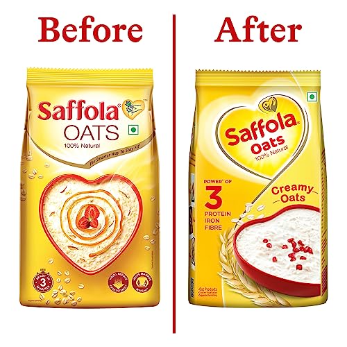 Saffola Oats | Rolled Oats | Delicious Creamy Oats | 100% Natural | High Protein & Fibre | Healthy Cereal for weight loss | 1Kg with 300g Free