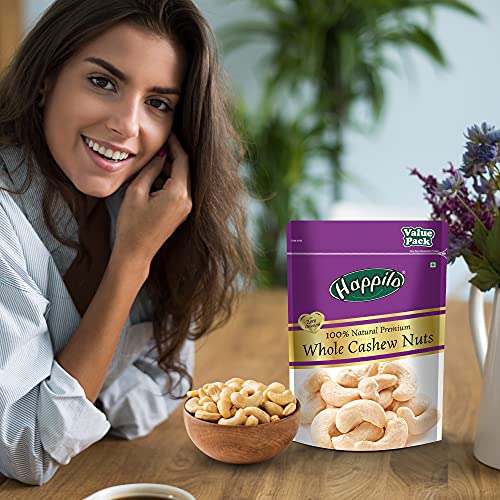 Happilo 100% Natural Premium Whole Cashews 500 g Value Pack | Whole Crunchy Cashew | Premium Kaju nuts | Nutritious & Delicious | Gluten Free & Plant based Protein
