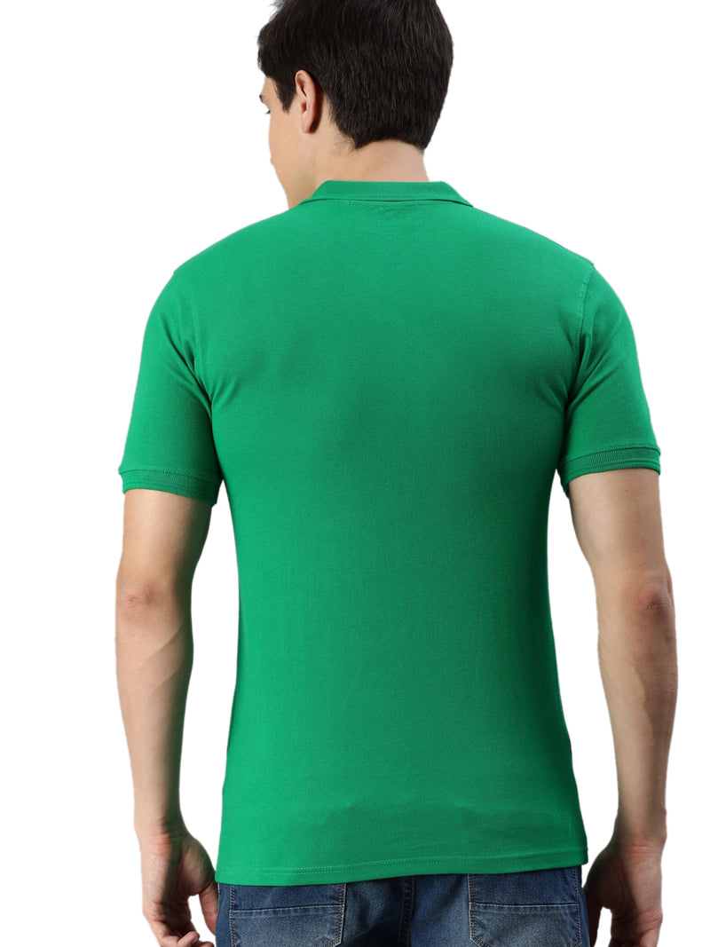 Cotton Blend Solid Half Sleeves Mens Polo T-Shirt