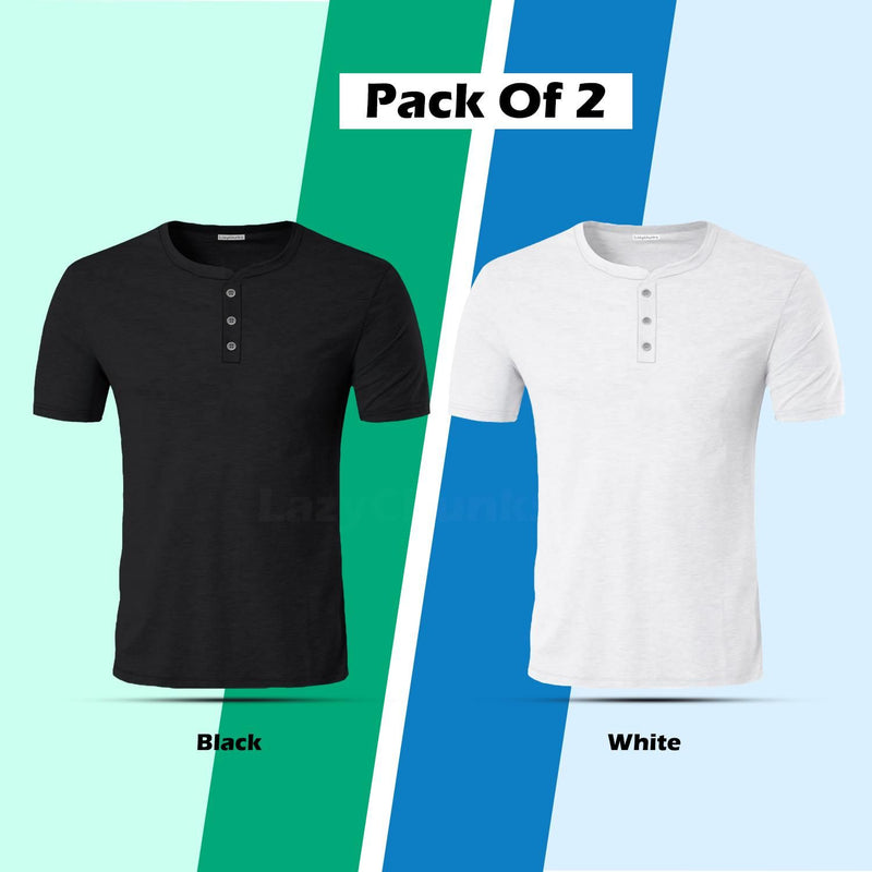 Cotton Solid Half Sleeves Mens T-shirt Pack Of 2