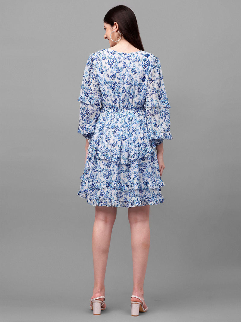 Masakali.co Blue Floral Print Dress