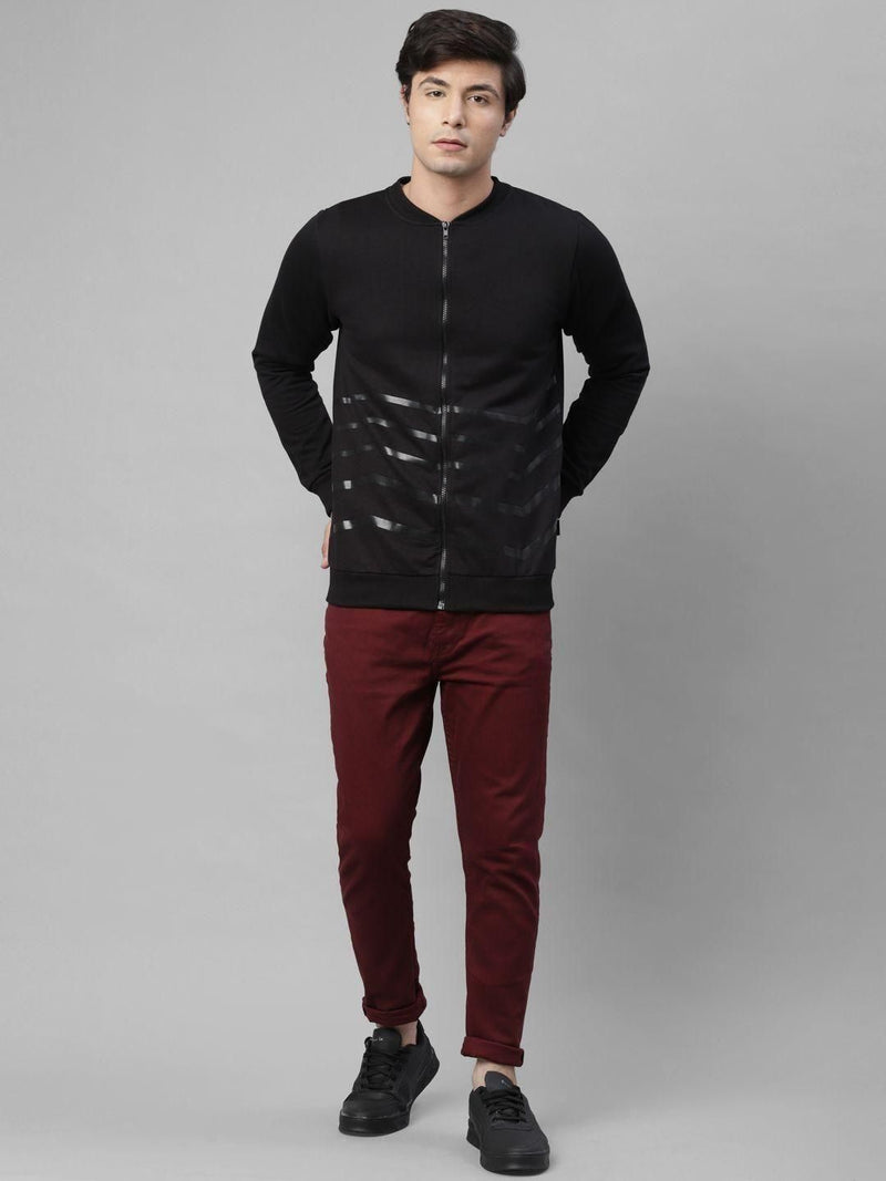 Rigo Fleece Stripes Full Sleeves Regular Fit Mens Jacket