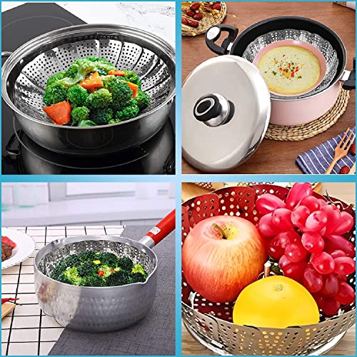 GaxQuly Stainless Steel Vegetable Fruit Steamer Punching Food Drain Bowl Basket Stainless Steel Steamer (Steamer Basket)