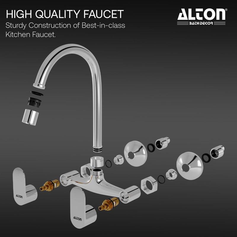 ALTON AXN9470 Brass Sink Mixer with Swinging Spout, Silver, Chrome Finish