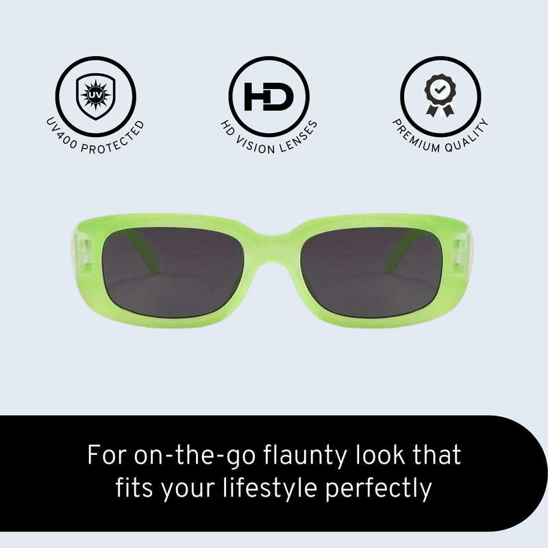 4Flaunt UV Protected Rectro 4Kids Retro Rectangular Vintage Fashion Sunglasses For Kids | Age : 3+ Years | Small (C3 - Green)