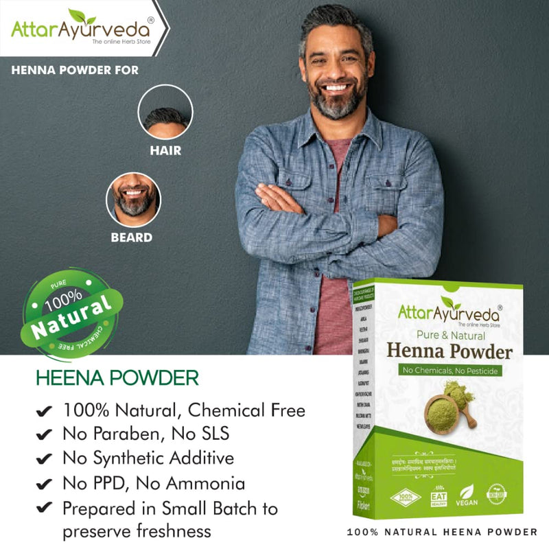 Attar Ayurveda Natural Henna powder for hair Colour and Growth (200 gm)