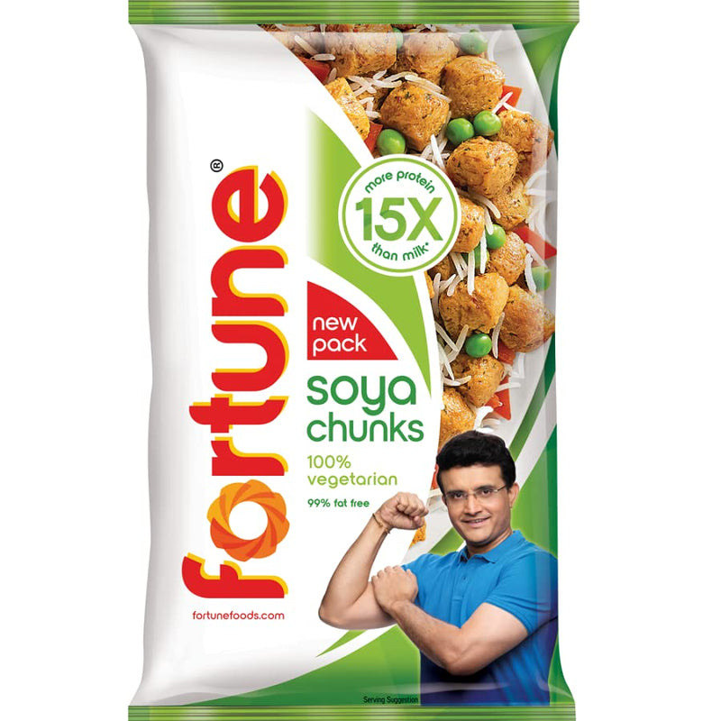 Fortune Soya Chunks, 15x more protein than milk, 1kg/1kg+100g (Item weight may vary)