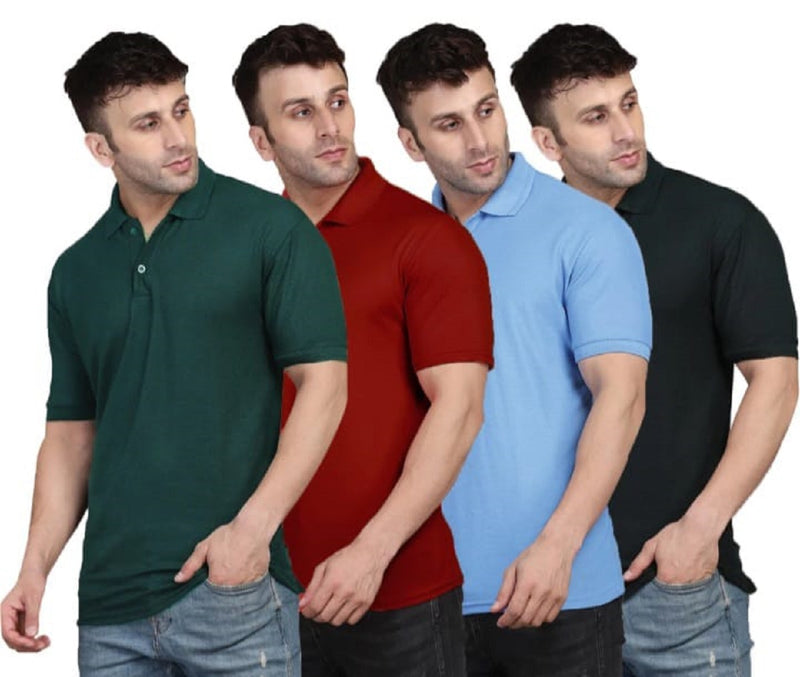 Fidato Men's Half Sleeves Polo Neck T-shirt