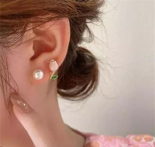 Elegant Wedding Party Korean Style Pink Romantic tulip Earrings Jewelry Accessories Girls Earrings & Studs