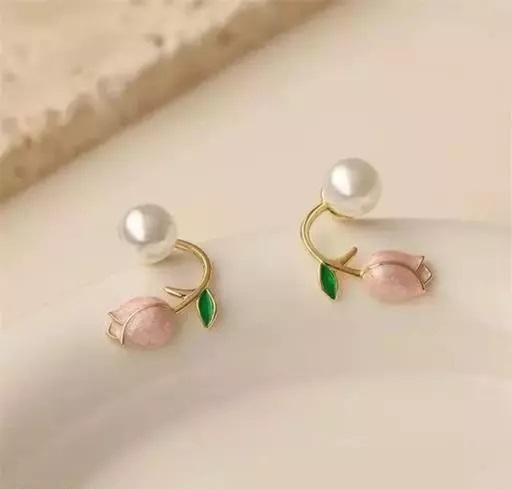 Elegant Wedding Party Korean Style Pink Romantic tulip Earrings Jewelry Accessories Girls Earrings & Studs