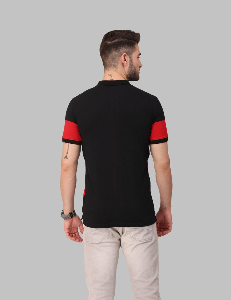 Cotton Color Block Half Sleeves Mens Polo Neck T-shirt