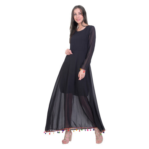 Women's Fashionable Georgette Solid Maxi Dress