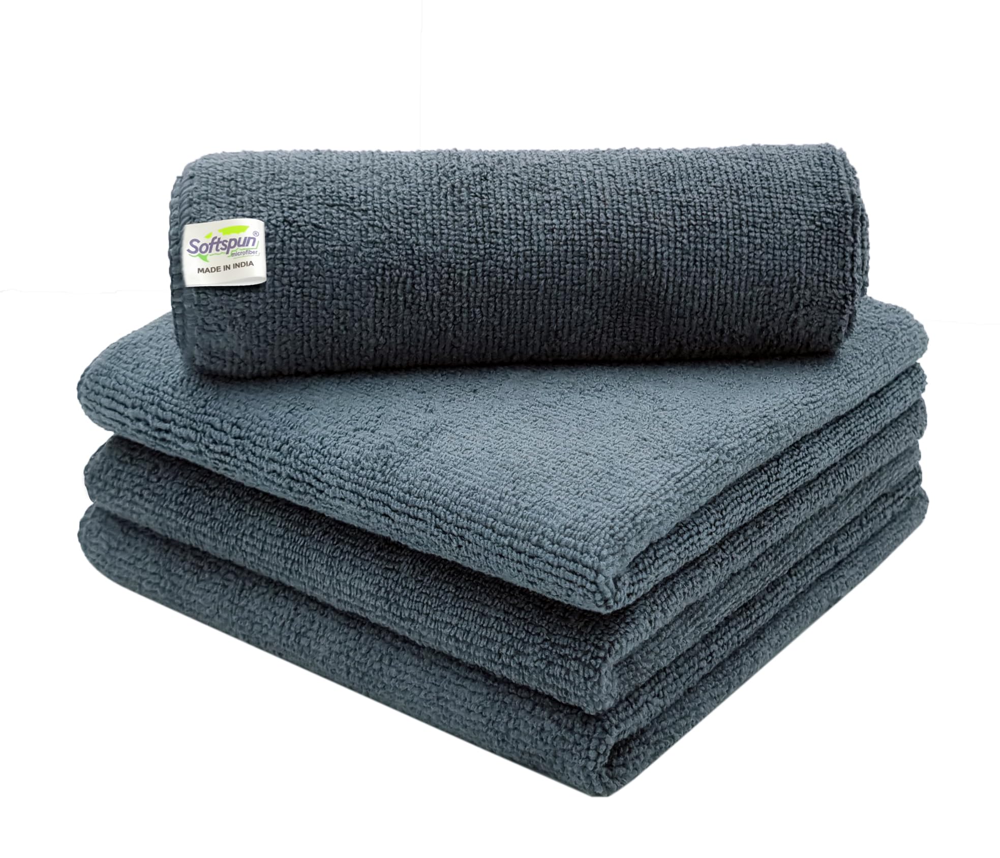 SOFTSPUN Microfiber Cloth - 4 pcs - 30 x 40 cms - 340 GSM - Blue - Super  Soft Absorbent Cleaning Towels Cleans & Polishes Everything in Your Home. :  : Car & Motorbike