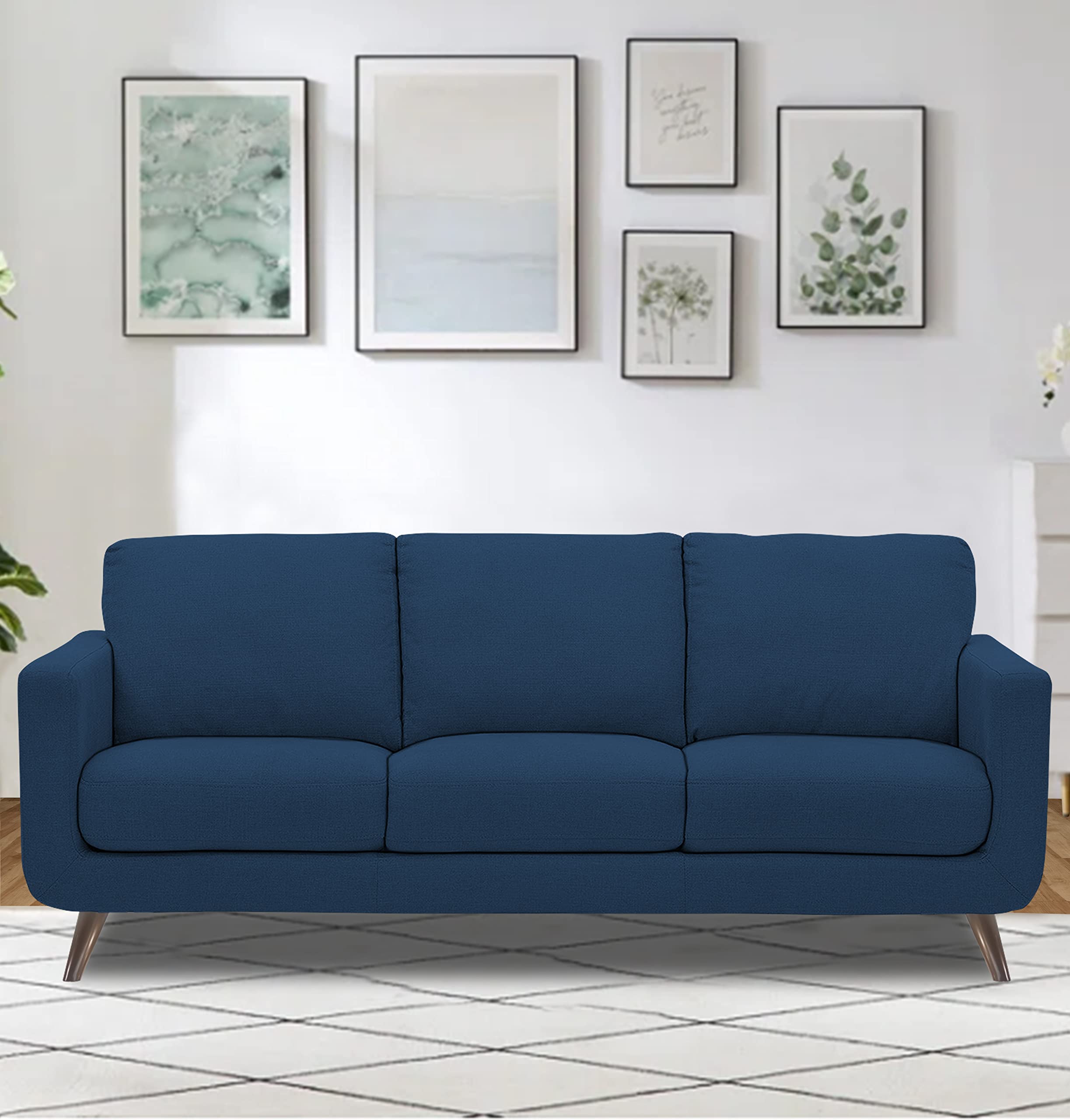 Adorn India Ashley Leatherette Fabric L Shape 6 Seater Sofa Set Plain