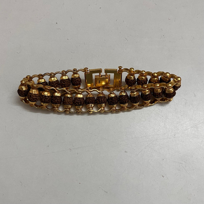 Genuine Rudraksha Fancy Bracelet With Gold Plating