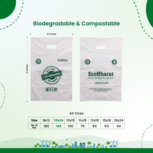 Biodegradable and Compostable D-cut Carry Bags 10x14(140pcs))